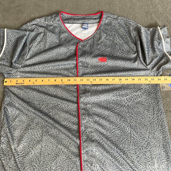 NBA Basketball Jersey Classic Gray Red Short Sleeve Button Front Mens Size Large - Picture 8 of 11